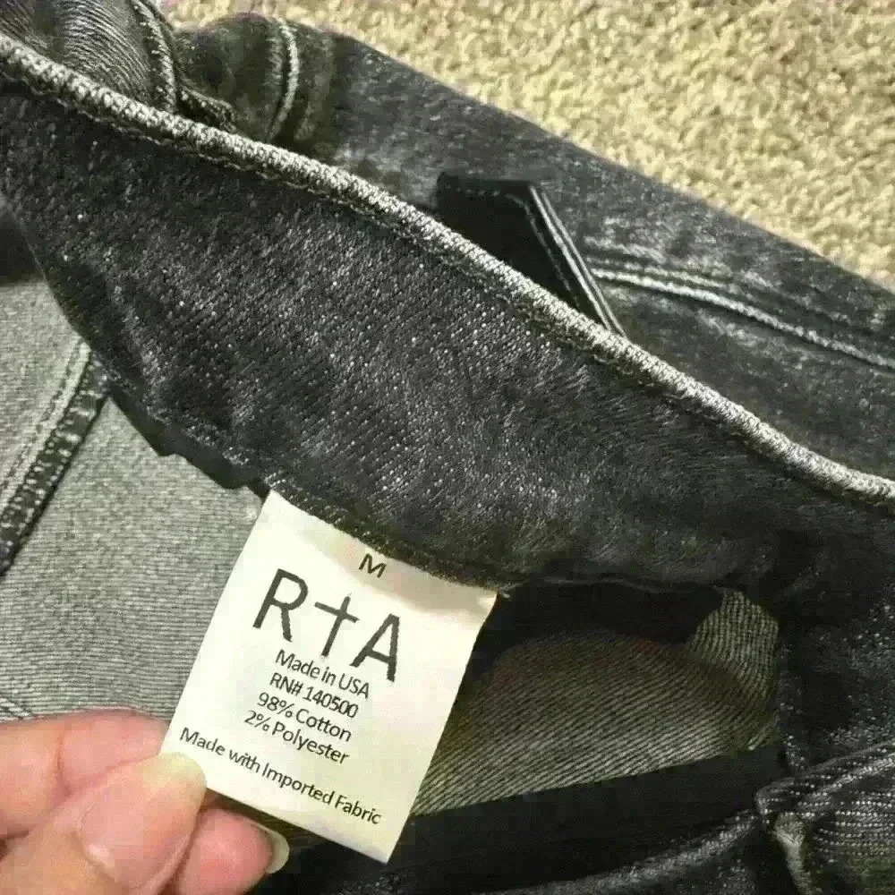 RtA Dexter Dark Grey Jeans with Leather Belt size Medium made in USA retail $425 - Picture 8 of 8